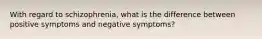 With regard to schizophrenia, what is the difference between positive symptoms and negative symptoms?