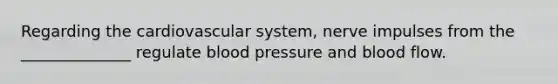 Regarding the cardiovascular system, nerve impulses from the ______________ regulate blood pressure and blood flow.