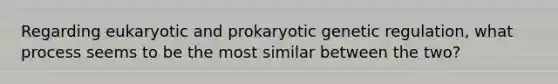 Regarding eukaryotic and prokaryotic genetic regulation, what process seems to be the most similar between the two?