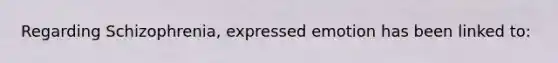 Regarding Schizophrenia, expressed emotion has been linked to: