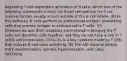 Regarding T-cell-dependent activation of B cells, which one of the following statements is true? (A) B cell competition for T-cell survival factors usually occurs outside of the B-cell follicle. (B) In this pathway, B cells perform as professional antigen- presenting cells that present antigen to activate naïve T cells. (C) Chemokines and their receptors are involved in bringing the T cells and dendritic cells together, but they do not have a role in T cell-B cell interactions. (D) IL-21 is a key cytokine made by T cells that induces B-cell class switching. (E) The AID enzyme directs V(D)J recombination, somatic hypermutation, and class switching.