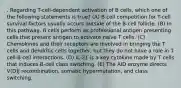 . Regarding T-cell-dependent activation of B cells, which one of the following statements is true? (A) B cell competition for T-cell survival factors usually occurs outside of the B-cell follicle. (B) In this pathway, B cells perform as professional antigen presenting cells that present antigen to activate naïve T cells. (C) Chemokines and their receptors are involved in bringing the T cells and dendritic cells together, but they do not have a role in T cell-B cell interactions. (D) IL-21 is a key cytokine made by T cells that induces B-cell class switching. (E) The AID enzyme directs V(D)J recombination, somatic hypermutation, and class switching.