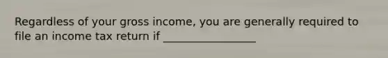 Regardless of your gross income, you are generally required to file an income tax return if _________________