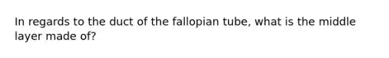 In regards to the duct of the fallopian tube, what is the middle layer made of?