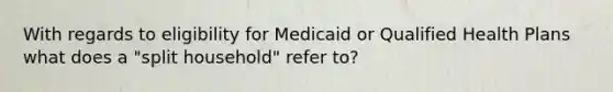 With regards to eligibility for Medicaid or Qualified Health Plans what does a "split household" refer to?