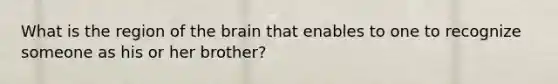 What is the region of the brain that enables to one to recognize someone as his or her brother?