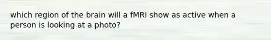 which region of the brain will a fMRI show as active when a person is looking at a photo?