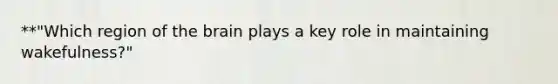 **"Which region of the brain plays a key role in maintaining wakefulness?"