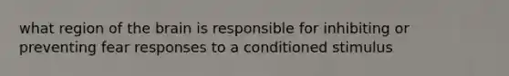 what region of the brain is responsible for inhibiting or preventing fear responses to a conditioned stimulus