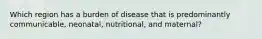 Which region has a burden of disease that is predominantly communicable, neonatal, nutritional, and maternal?