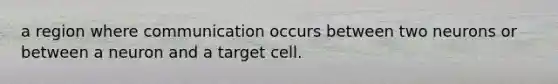 a region where communication occurs between two neurons or between a neuron and a target cell.