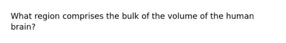 What region comprises the bulk of the volume of the human brain?