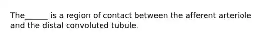 The______ is a region of contact between the afferent arteriole and the distal convoluted tubule.