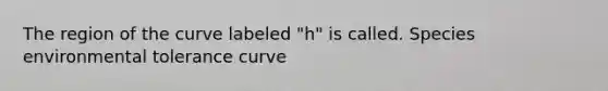 The region of the curve labeled "h" is called. Species environmental tolerance curve