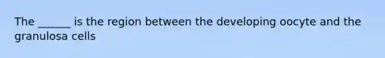 The ______ is the region between the developing oocyte and the granulosa cells