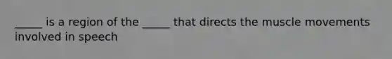 _____ is a region of the _____ that directs the muscle movements involved in speech