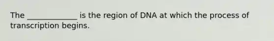 The _____________ is the region of DNA at which the process of transcription begins.