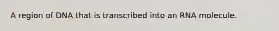 A region of DNA that is transcribed into an RNA molecule.