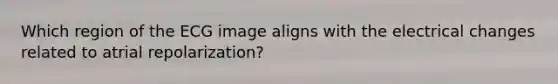 Which region of the ECG image aligns with the electrical changes related to atrial repolarization?