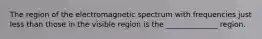 The region of the electromagnetic spectrum with frequencies just less than those in the visible region is the ______________ region.