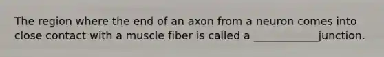 The region where the end of an axon from a neuron comes into close contact with a muscle fiber is called a ____________junction.