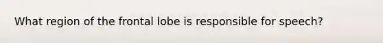 What region of the frontal lobe is responsible for speech?