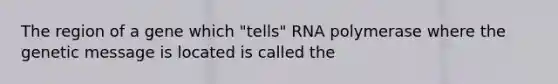 The region of a gene which "tells" RNA polymerase where the genetic message is located is called the