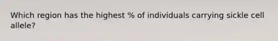 Which region has the highest % of individuals carrying sickle cell allele?