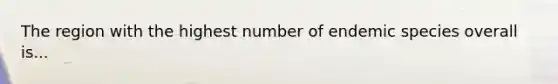 The region with the highest number of endemic species overall is...