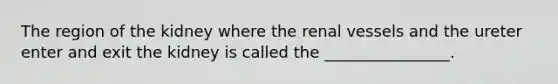 The region of the kidney where the renal vessels and the ureter enter and exit the kidney is called the ________________.
