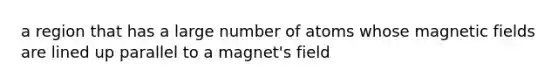 a region that has a large number of atoms whose magnetic fields are lined up parallel to a magnet's field