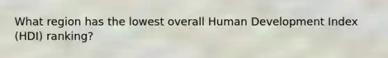 What region has the lowest overall Human Development Index (HDI) ranking?