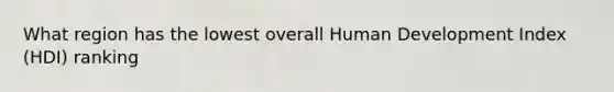 What region has the lowest overall Human Development Index (HDI) ranking