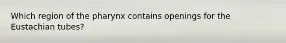 Which region of <a href='https://www.questionai.com/knowledge/ktW97n6hGJ-the-pharynx' class='anchor-knowledge'>the pharynx</a> contains openings for the Eustachian tubes?