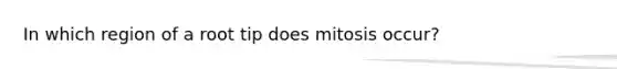 In which region of a root tip does mitosis occur?