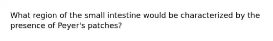 What region of <a href='https://www.questionai.com/knowledge/kt623fh5xn-the-small-intestine' class='anchor-knowledge'>the small intestine</a> would be characterized by the presence of Peyer's patches?