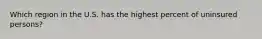 Which region in the U.S. has the highest percent of uninsured persons?