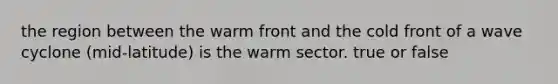 the region between the warm front and the cold front of a wave cyclone (mid-latitude) is the warm sector. true or false