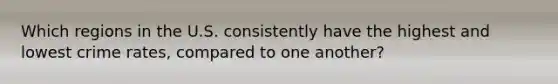 Which regions in the U.S. consistently have the highest and lowest crime rates, compared to one another?