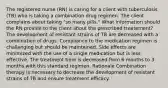 The registered nurse (RN) is caring for a client with tuberculosis (TB) who is taking a combination drug regimen. The client complains about taking "so many pills." What information should the RN provide to the client about the prescribed treatement? The development of resistant strains of TB are decreased with a combination of drugs. Compliance to the medication regimen is challenging but should be maintained. Side effects are minimized with the use of a single medication but is less effective. The treatment time is decreased from 6 months to 3 months with this standard regimen. Rationale Combination therapy is necessary to decrease the development of resistant strains of TB and ensure treatment efficacy.