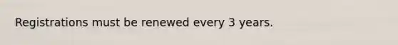 Registrations must be renewed every 3 years.