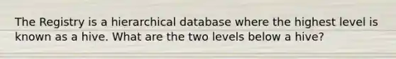 The Registry is a hierarchical database where the highest level is known as a hive. What are the two levels below a hive?