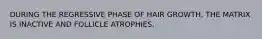 DURING THE REGRESSIVE PHASE OF HAIR GROWTH, THE MATRIX IS INACTIVE AND FOLLICLE ATROPHIES.