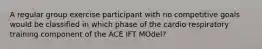 A regular group exercise participant with no competitive goals would be classified in which phase of the cardio respiratory training component of the ACE IFT MOdel?