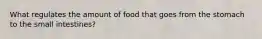 What regulates the amount of food that goes from the stomach to the small intestines?