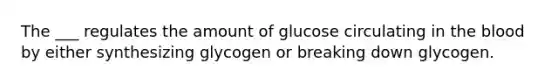 The ___ regulates the amount of glucose circulating in the blood by either synthesizing glycogen or breaking down glycogen.