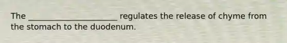 The ______________________ regulates the release of chyme from the stomach to the duodenum.