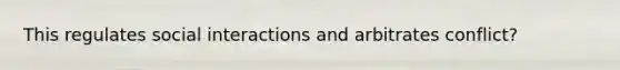 This regulates social interactions and arbitrates conflict?