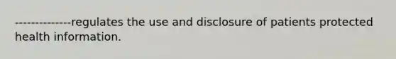 --------------regulates the use and disclosure of patients protected health information.