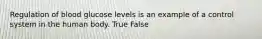 Regulation of blood glucose levels is an example of a control system in the human body. True False